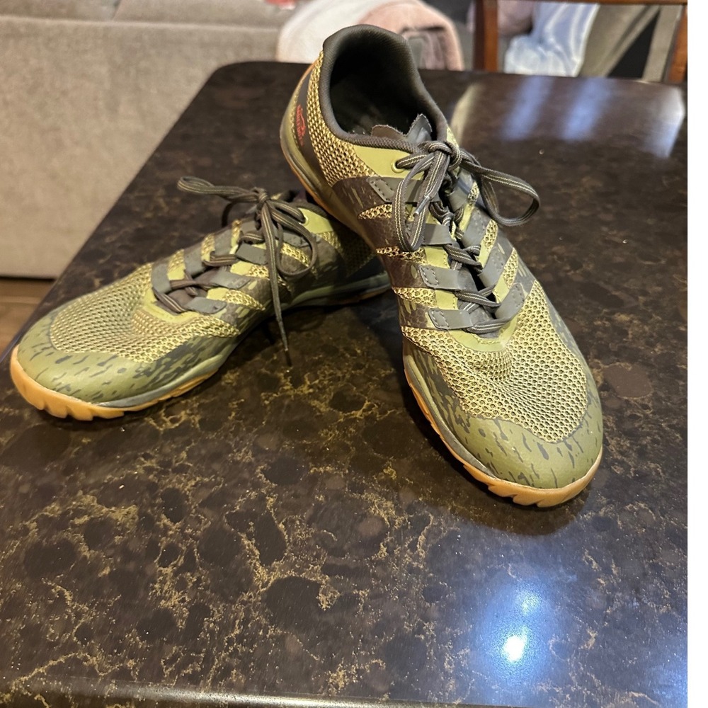 Merrell Bare Access Flex Mens 9.5 Green Camo Trail Running Shoes Vibram J65399